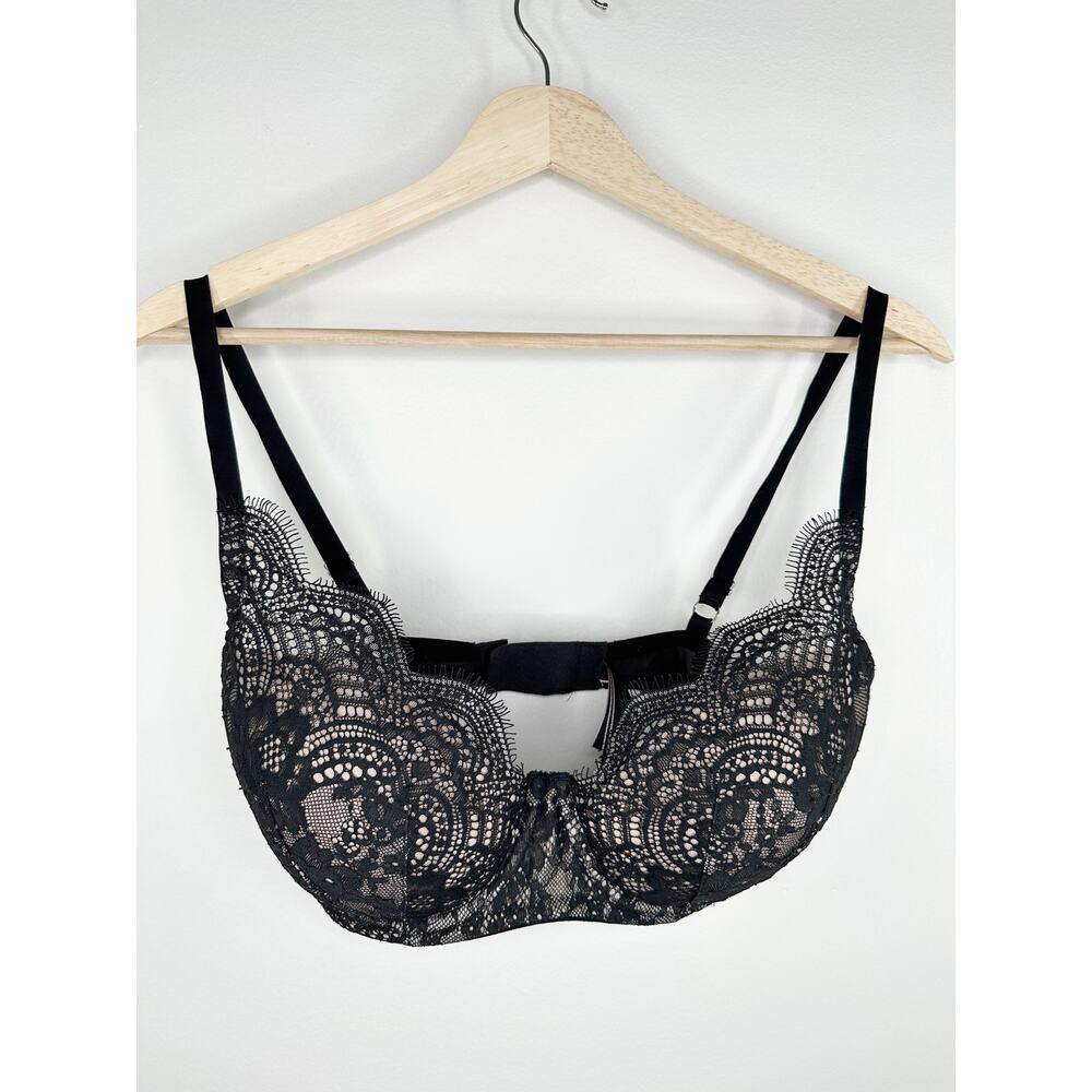 Victoria's Secret Womens Black Lace Lined Demi Bra Size 32DDD Sexy‎ Date Night